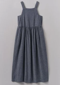 Linen|Loungewear-TOAST Cotton Linen Twill Gathered Waist Dress IndigoBlue