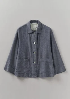 Linen|Loungewear-TOAST Cotton Linen Twill Shirt IndigoBlue