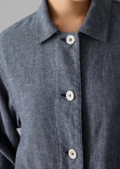 Linen|Loungewear-TOAST Cotton Linen Twill Shirt IndigoBlue