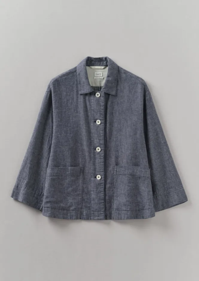 Linen|Loungewear-TOAST Cotton Linen Twill Shirt IndigoBlue