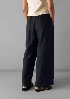 Linen|Trousers-TOAST Cotton Linen Wide Leg Trousers SlateNavy