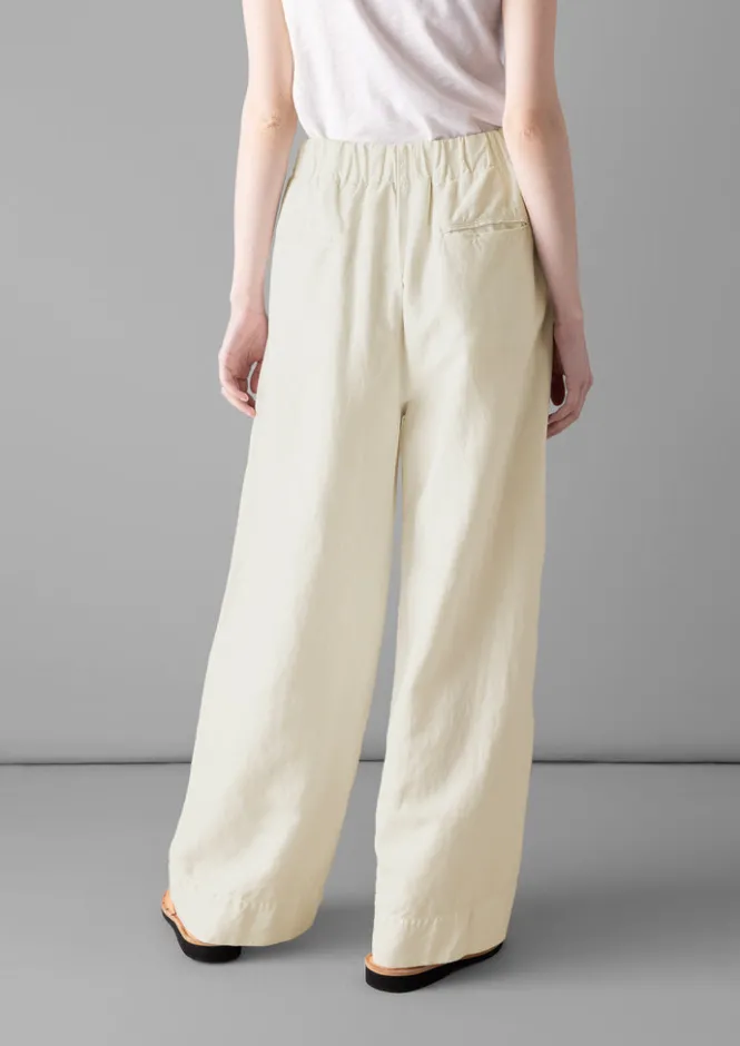 Linen|Trousers-TOAST Cotton Linen Wide Leg Trousers Parchment
