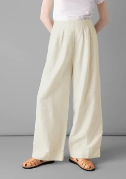 Linen|Trousers-TOAST Cotton Linen Wide Leg Trousers Parchment