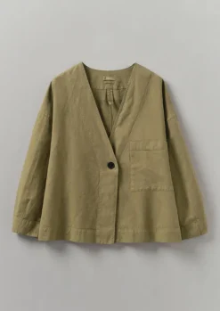 Linen|Coats & Jackets-TOAST Cotton Linen Wrap Jacket GoldenSand