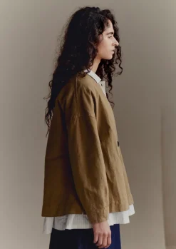 Linen|Coats & Jackets-TOAST Cotton Linen Wrap Jacket GoldenSand