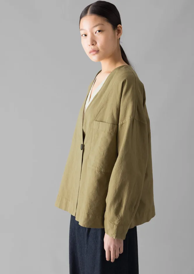Linen|Coats & Jackets-TOAST Cotton Linen Wrap Jacket GoldenSand