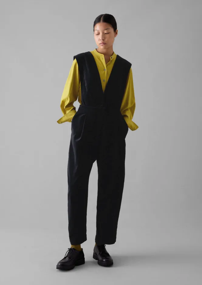 Velvet|Jumpsuits-TOAST Cotton Velvet Pinafore Jumpsuit BrownSlate