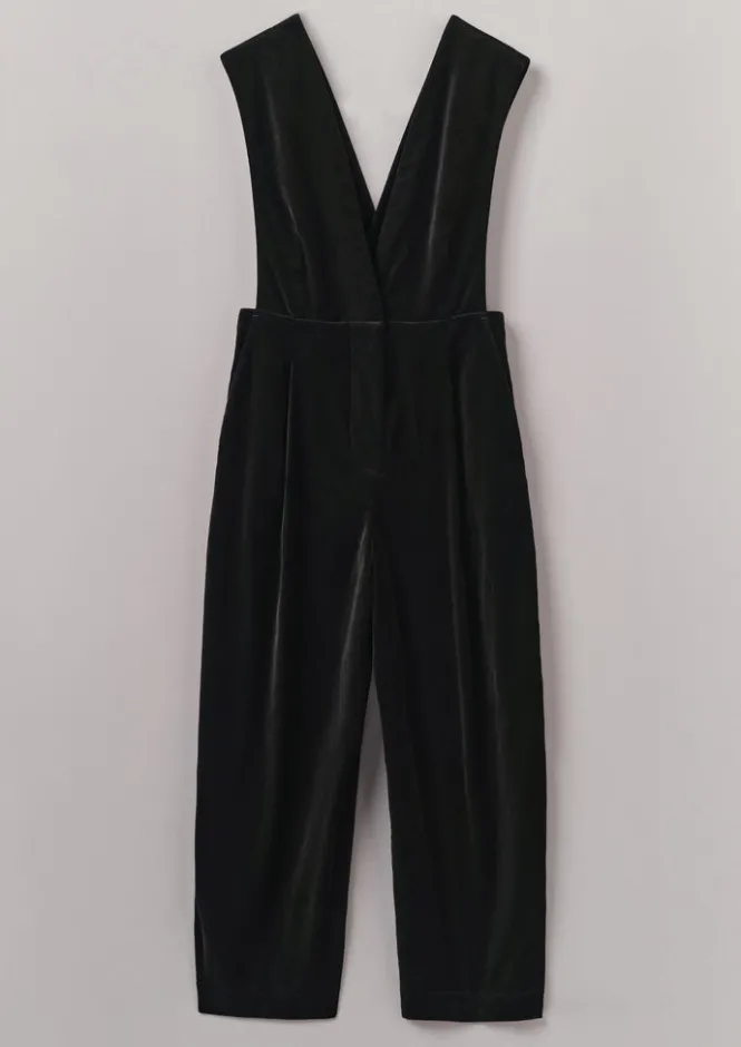 Velvet|Jumpsuits-TOAST Cotton Velvet Pinafore Jumpsuit BrownSlate