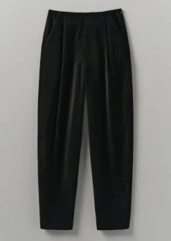 Velvet|Trousers-TOAST Cotton Velvet Pleat Front Trousers BrownSlate
