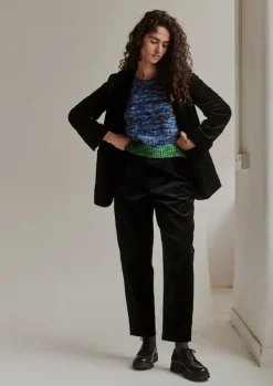 Velvet|Trousers-TOAST Cotton Velvet Pleat Front Trousers BrownSlate
