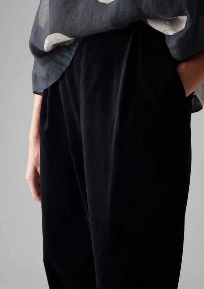 Velvet|Trousers-TOAST Cotton Velvet Pleat Front Trousers BrownSlate