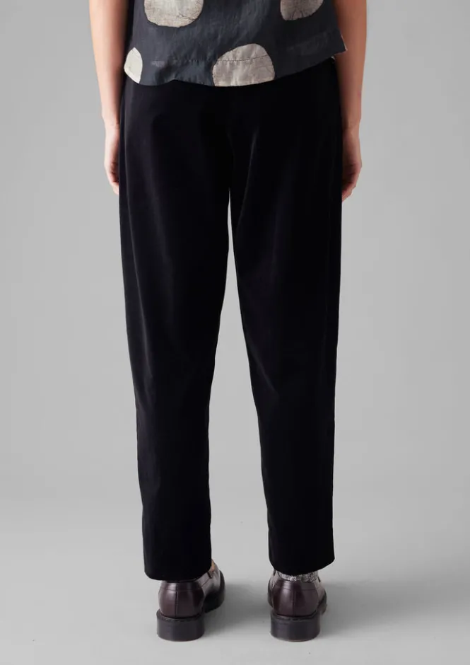 Velvet|Trousers-TOAST Cotton Velvet Pleat Front Trousers BrownSlate