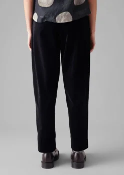 Velvet|Trousers-TOAST Cotton Velvet Pleat Front Trousers BrownSlate