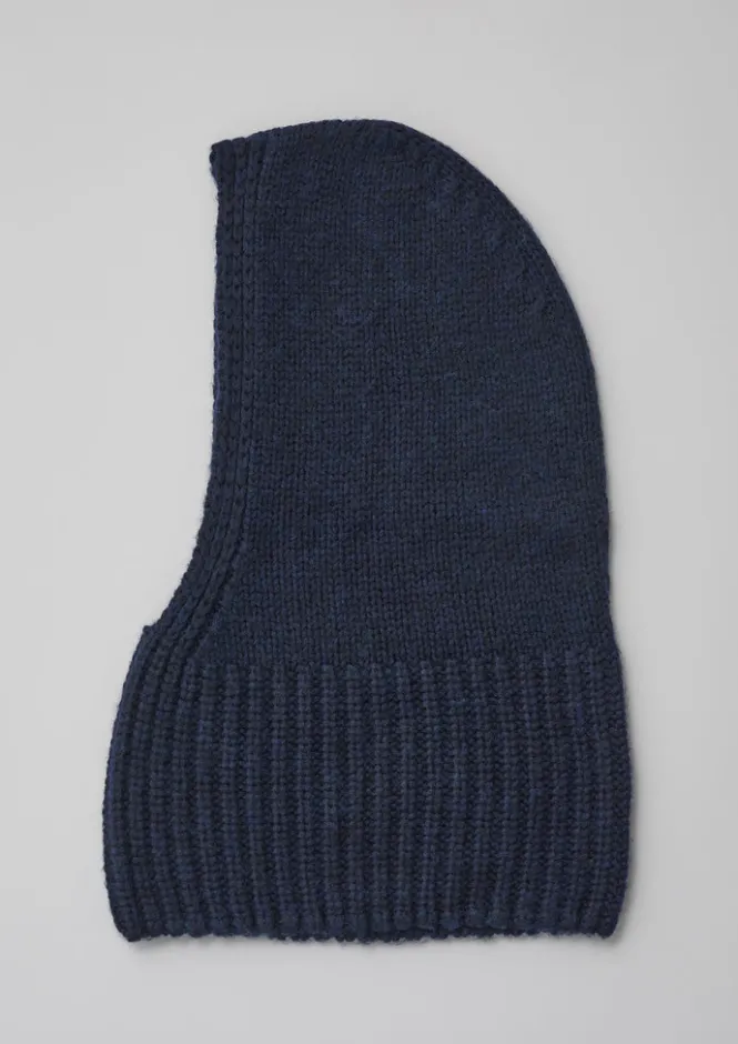 Hats, Scarves & Gloves-TOAST Cotton Wool Knitted Hood Navy