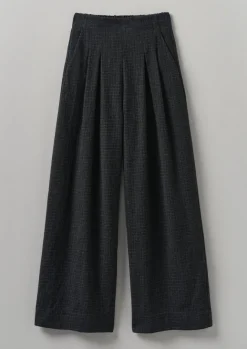 Trousers-TOAST Cotton Wool Pleat Front Trousers Carbon