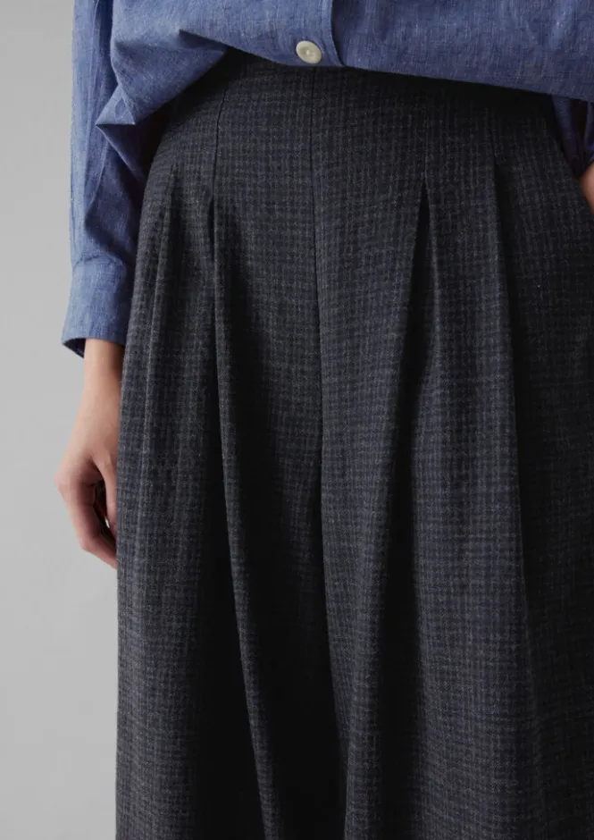 Trousers-TOAST Cotton Wool Pleat Front Trousers Carbon