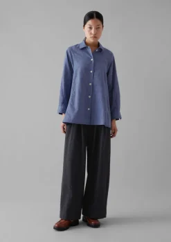 Trousers-TOAST Cotton Wool Pleat Front Trousers Carbon