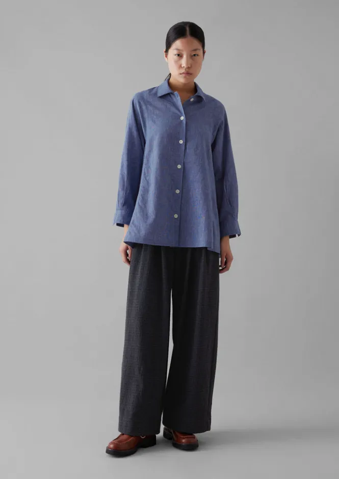 Trousers-TOAST Cotton Wool Pleat Front Trousers Carbon