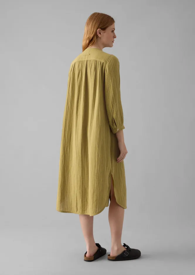 Nightwear|Loungewear-TOAST Crinkle Cotton Kaftan Nightdress SoftOlive