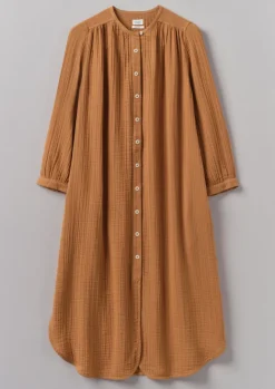 Nightwear|Loungewear-TOAST Crinkle Cotton Kaftan Nightdress SoftCaramel