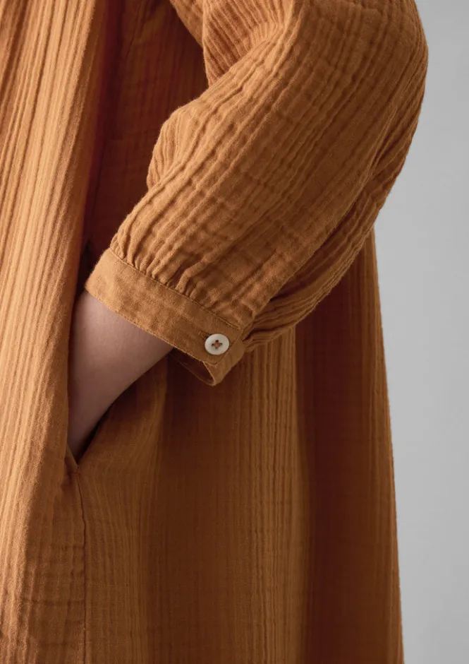 Nightwear|Loungewear-TOAST Crinkle Cotton Kaftan Nightdress SoftCaramel
