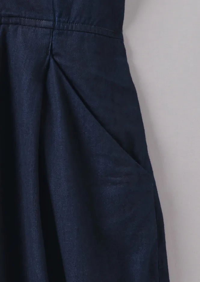 Jumpsuits|Trousers-TOAST Cross Front Twill Jumpsuit Indigo