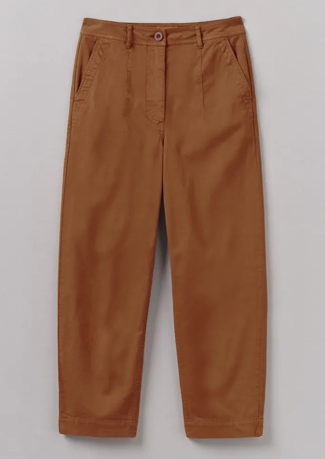 Workwear|Trousers-TOAST Darted Cotton Twill Trousers Russet