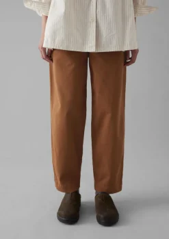 Workwear|Trousers-TOAST Darted Cotton Twill Trousers Russet