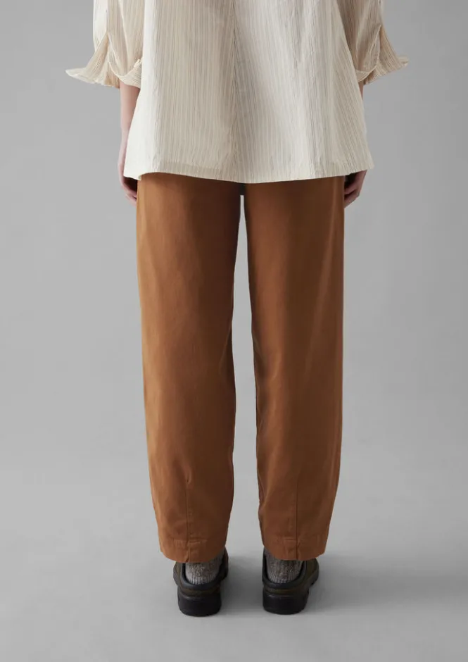 Workwear|Trousers-TOAST Darted Cotton Twill Trousers Russet