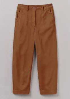Workwear|Trousers-TOAST Darted Cotton Twill Trousers Russet