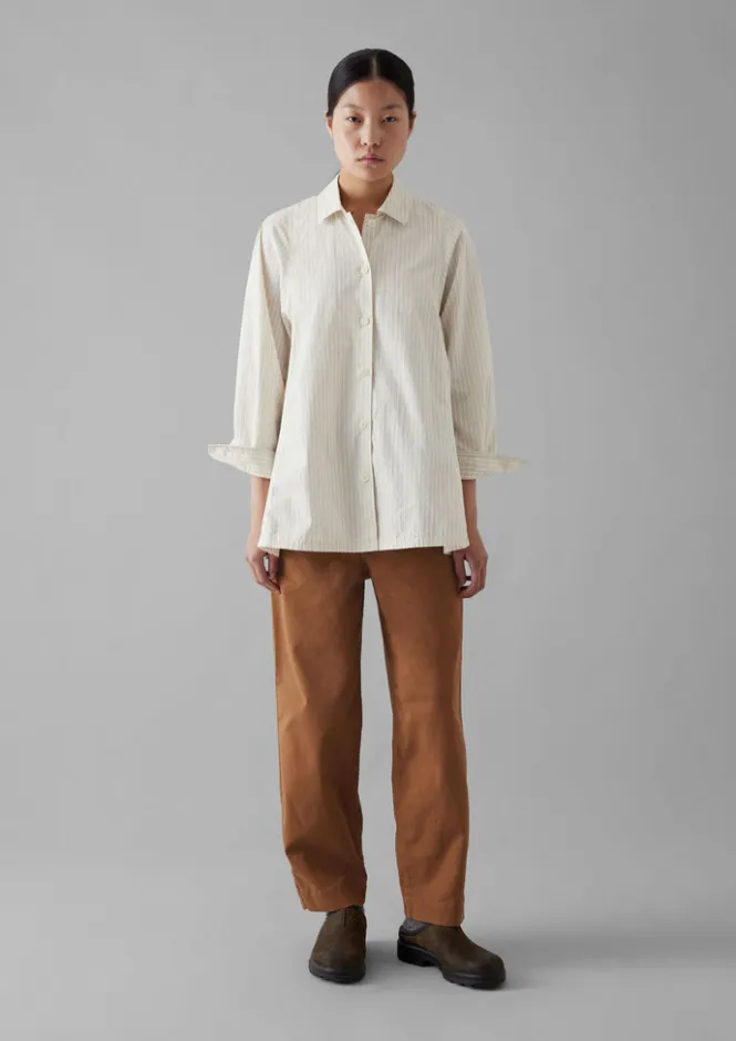 Workwear|Trousers-TOAST Darted Cotton Twill Trousers Russet