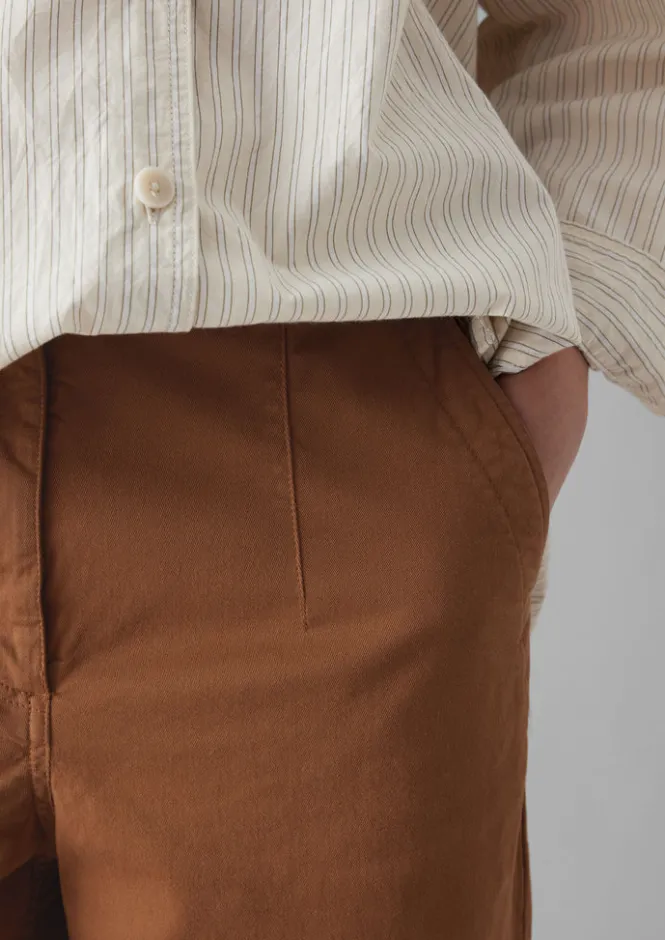 Workwear|Trousers-TOAST Darted Cotton Twill Trousers Russet