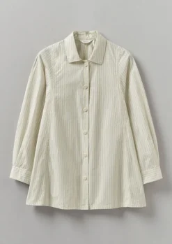 Shirts|Tops & Tees-TOAST Dash Stripe Cotton Shirt Ivory/GoldenOlive