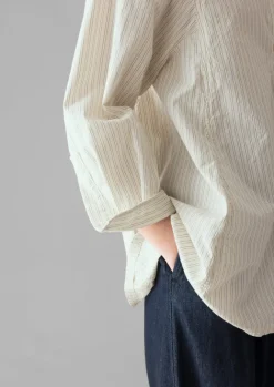 Shirts|Tops & Tees-TOAST Dash Stripe Cotton Shirt Ivory/GoldenOlive