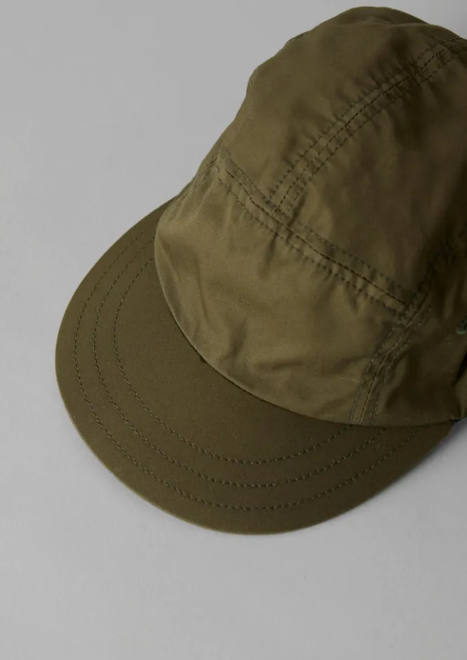 Hats, Scarves & Gloves-TOAST Decho Weatherproof Cotton Panelled Cap Olive