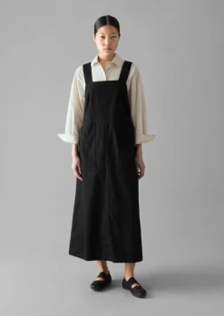 Denim|Dresses-TOAST Denim Pinafore Dress Black
