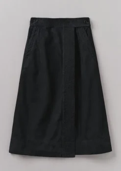Denim|Workwear-TOAST Denim Wrap Skirt Black