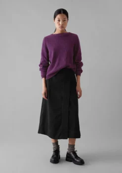 Denim|Workwear-TOAST Denim Wrap Skirt Black
