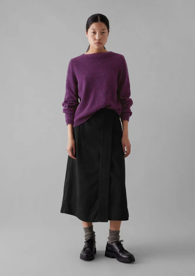 Denim|Workwear-TOAST Denim Wrap Skirt Black