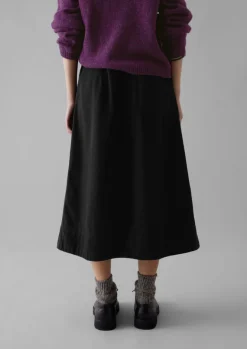 Denim|Workwear-TOAST Denim Wrap Skirt Black