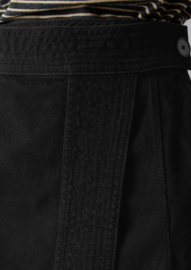 Denim|Workwear-TOAST Denim Wrap Skirt Black