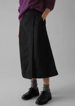 Denim|Workwear-TOAST Denim Wrap Skirt Black