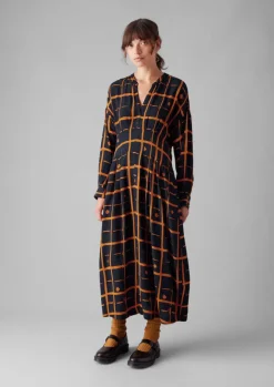 Dresses-TOAST Diamond Dot Print Fluid Dress DarkNavy