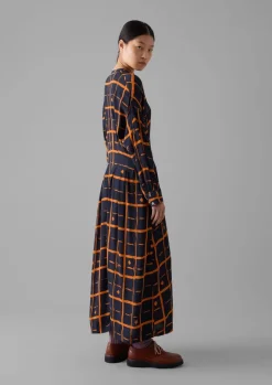 Dresses-TOAST Diamond Dot Print Fluid Dress DarkNavy