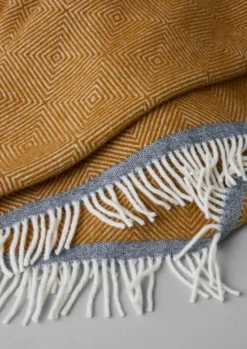 Textiles|Blankets & Throws-TOAST Diamond Wool Blanket Caramel/Charcoal