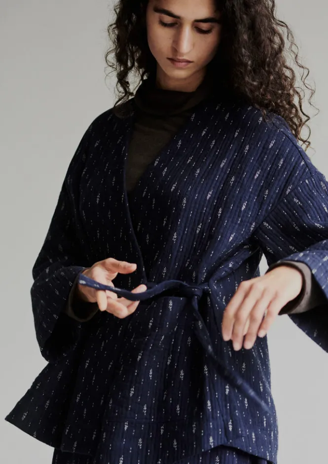 Loungewear|Coats & Jackets-TOAST Dobby Cotton Lounge Jacket IndigoBlue