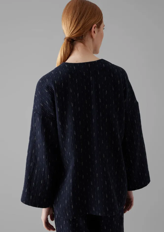 Loungewear|Coats & Jackets-TOAST Dobby Cotton Lounge Jacket IndigoBlue