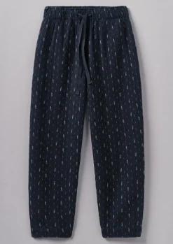 Loungewear|Trousers-TOAST Dobby Stitch Cotton Lounge Trousers IndigoBlue