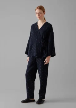 Loungewear|Trousers-TOAST Dobby Stitch Cotton Lounge Trousers IndigoBlue