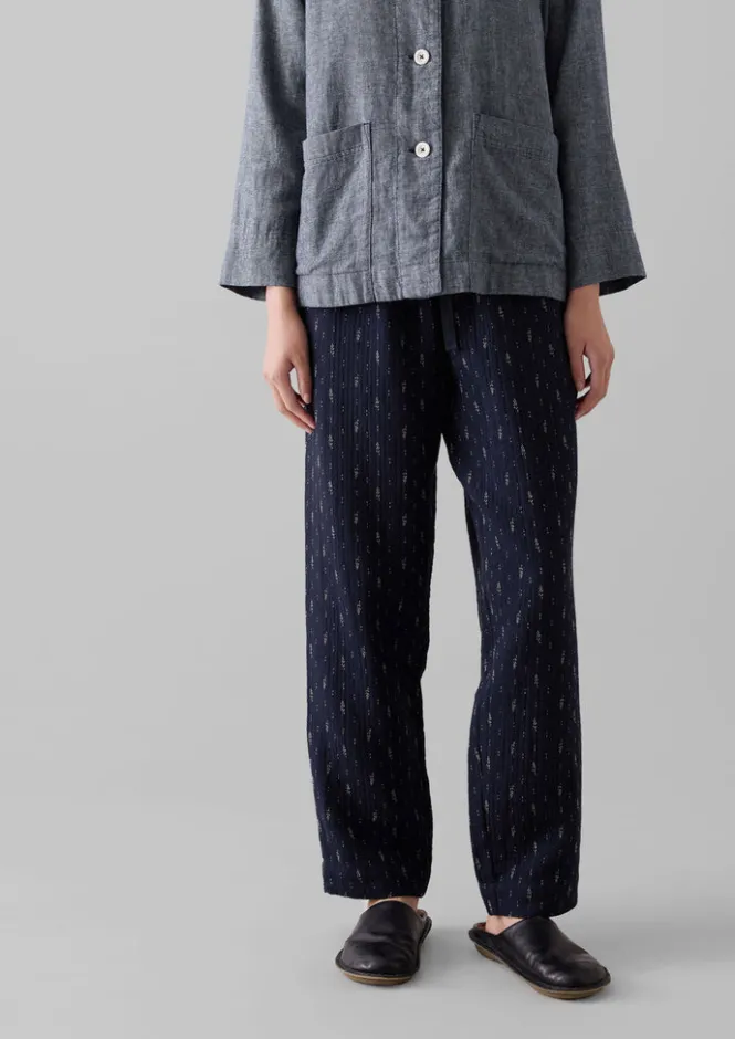 Loungewear|Trousers-TOAST Dobby Stitch Cotton Lounge Trousers IndigoBlue